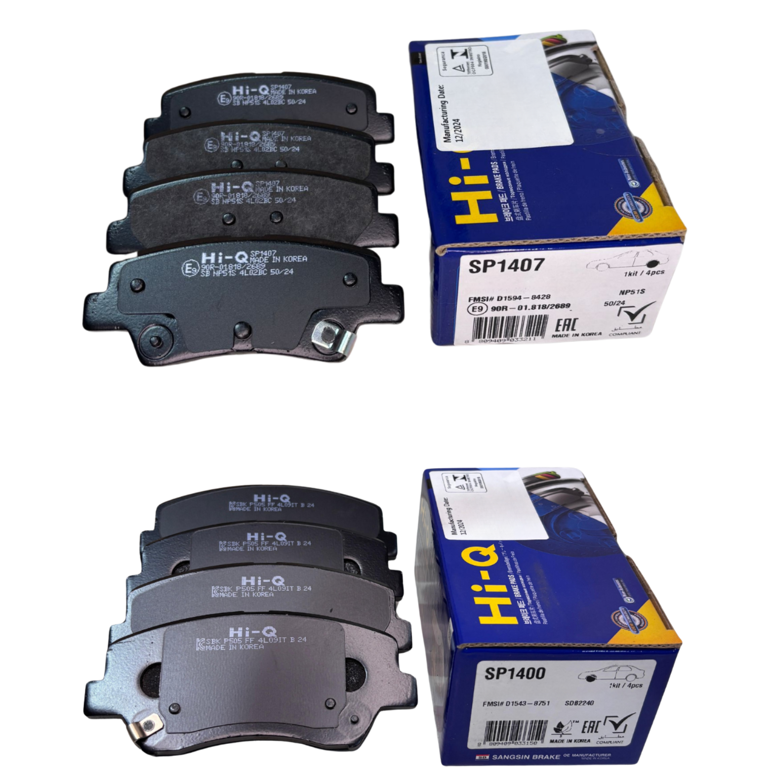 KIT PASTILHAS FREIO DIANTEIRA E TRASEIRA HYUNDAI HB20 1.6 2012 EM DIANTE