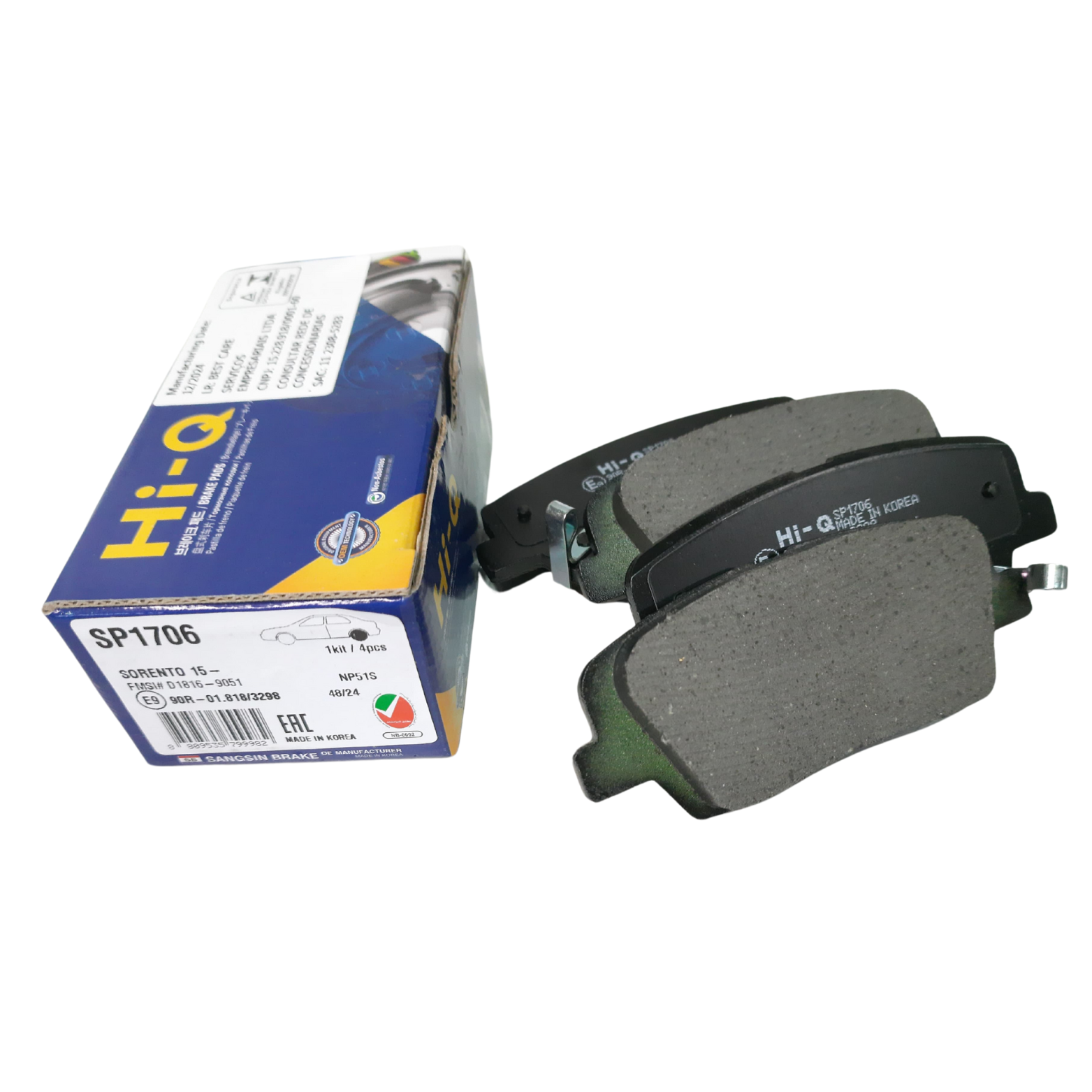 KIT PASTILHAS DE FREIO TRASEIRAS HYUNDAI SANTA FÉ 3.3 2013 A 2022