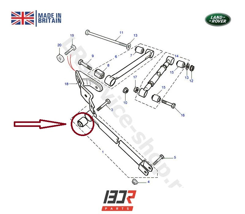 BUCHA BRAÇO AJUSTÁVEL TRASEIRO LAND ROVER FREELANDER 1 1996-2006