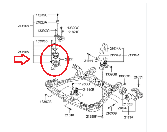 COXIM DO MOTOR LADO DIREITO ORIGINAL HYUNDAI AZERA 3.3 2006 A 2011