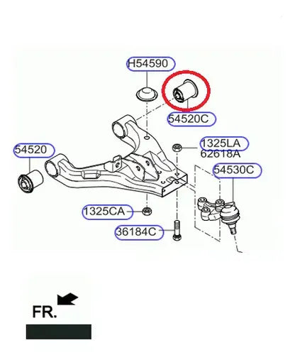 Bucha Maior da Bandeja Dianteira Inferior Kia Mohave 2008 a 2017 / Sorento 2003 a 2009 HS Parts