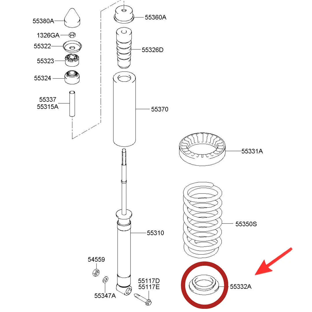 Calço de Mola Traseiro Inferior Hyundai Santa Fe 2009 a 2013 / Kia Sorento 2009 a 2012 Original Mobis