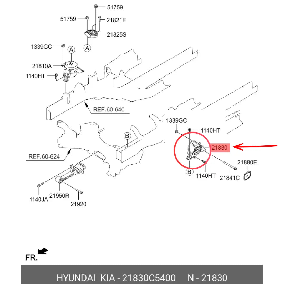 Coxim do Câmbio Superior Esquerdo Kia Carnival 2016 a 2021 / Sorento 2013 a 2020 HS Parts