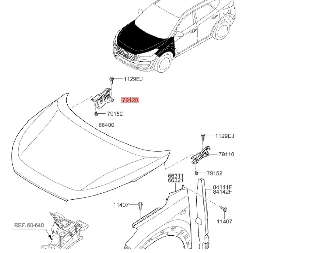 Dobradiça do Capô Direita Hyundai New Tucson 2018 a 2025 Original Mobis