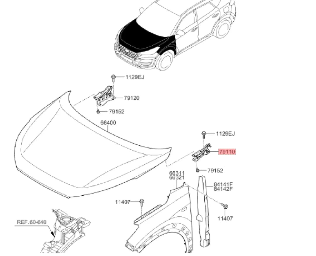 Dobradiça do Capô Esquerda Hyundai New Tucson 2018 a 2025 Original Mobis
