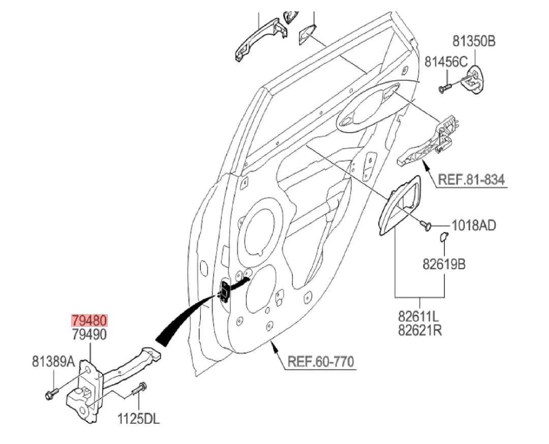 Limitador da Porta Traseiro Esquerdo Hyundai ix35 2009 a 2022 Original Mobis