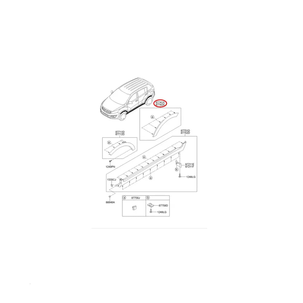 Moldura do Para-lama Traseira Esquerda Kia Sportage 2011 a 2015 Original Mobis