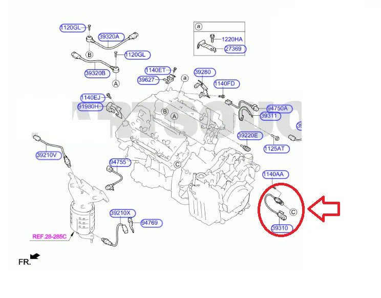 Sensor de Rotação Hyundai Azera 2012 a 2018 / Grand Santa Fe 2013 a 2016 / Santa Fe 2013 a 2019 Original Mobis